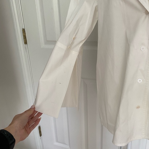 Rosie Assoulin Ivory Collared Button Down with Flared Sleeves & Button Vent Back - Picture 13 of 13